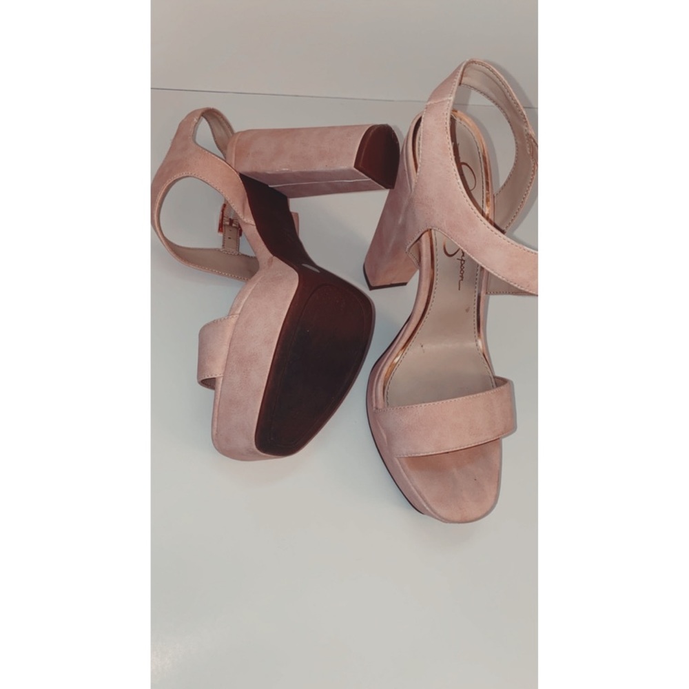 Light pink open toe heels